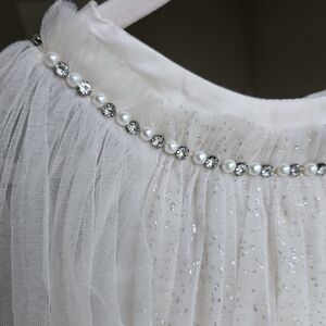 Elegant Ivory Kids Dress with Pearl and Rhinestone Detail